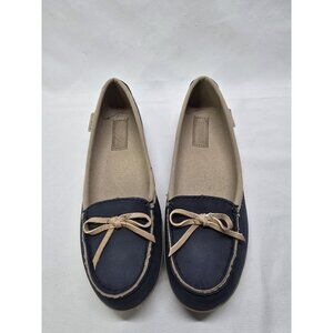 Crocs Women's Sz 6 Colorlite Ballet Moccasin Flats Boat Shoes Navy/Tumbleweed